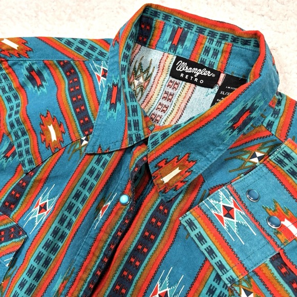 Wrangler Tops - Wrangler Western Shirt Womens XL Checotah Aztec Southwestern Pearl Snap Rodeo